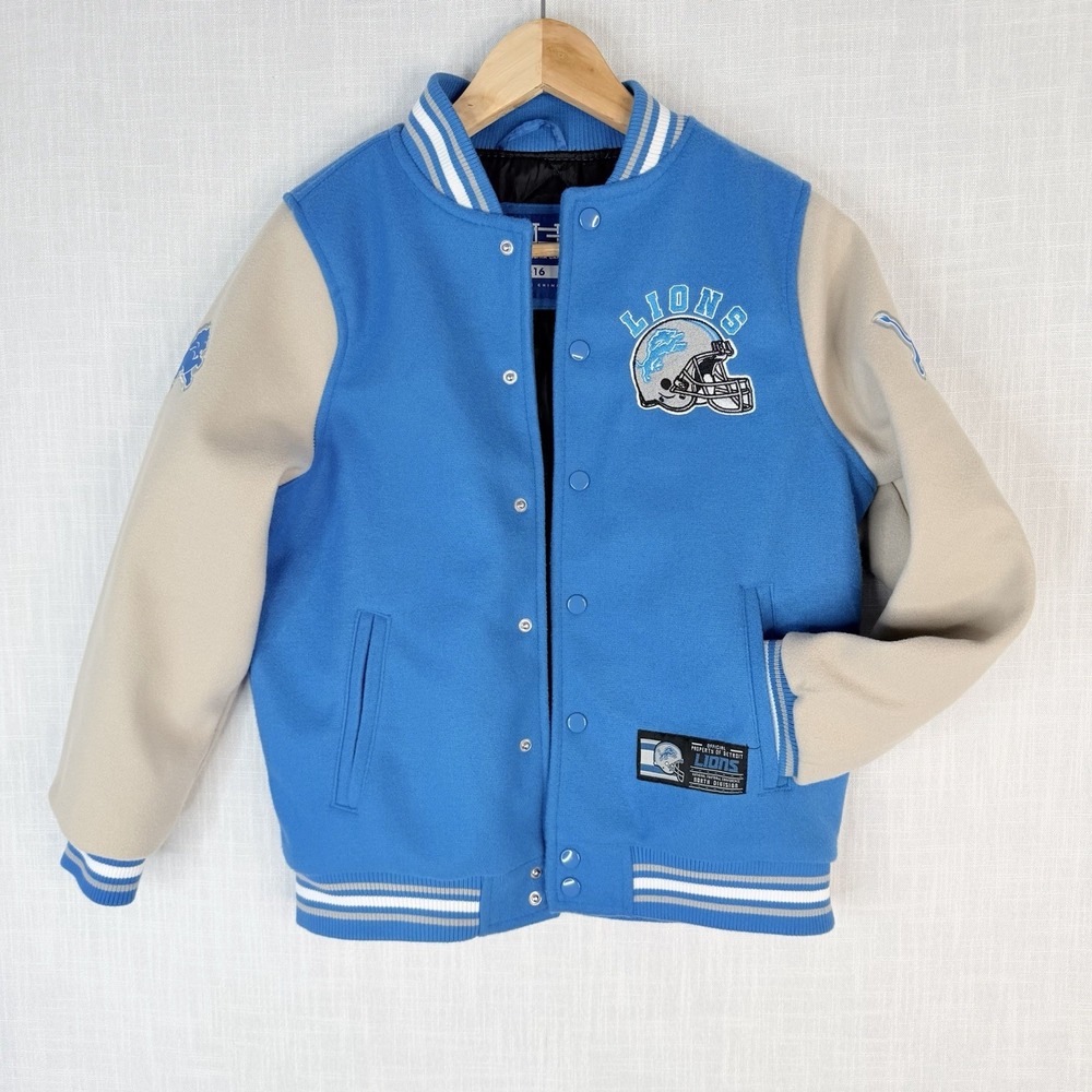 Ultra Game Youth Varsity Jacket Blue Quilted Lining Snap Button Size L 14-16